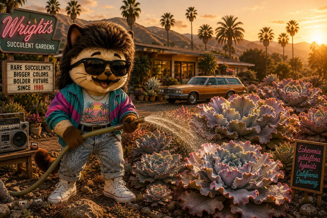 Ilustración inspirada en la revolución californiana de las Echeverias ornamentales modernas