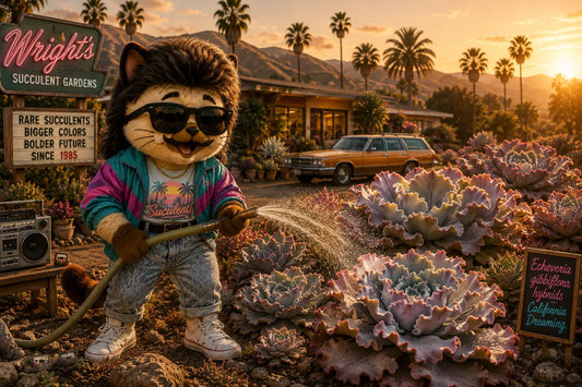 Ilustración inspirada en la revolución californiana de las Echeverias ornamentales modernas